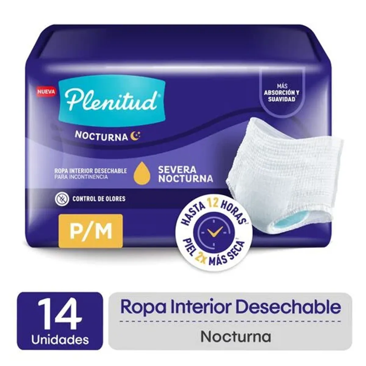 PLENITUD - ROPA INTERIOR ADULTO NOCTURNO PLENITUD P/M X 14