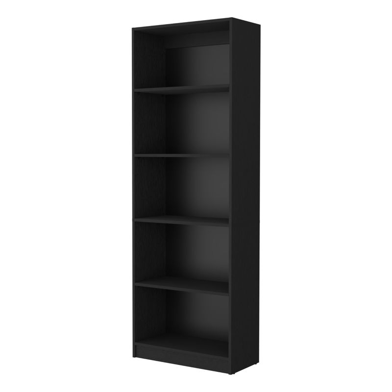 FMFURNITURE - Biblioteca Estante 5 Repisas Melamina -Negro 180.6x62.8x29 cm