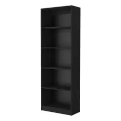 FMFURNITURE - Biblioteca Estante 5 Repisas Melamina -Negro 180.6x62.8x29 cm