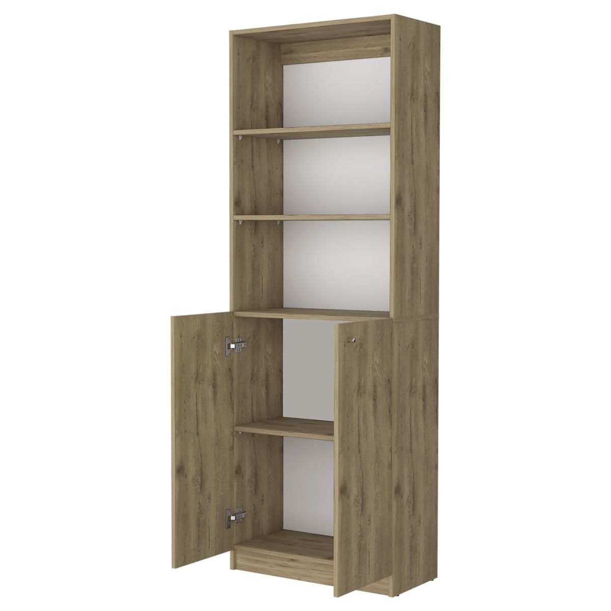 FMFURNITURE - Biblioteca Estante 2 Puertas Melamina -Café Claro 180.6x62.8x29.9 cm