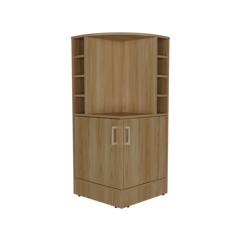 FMFURNITURE - Bar Esquinero 2 Puertas Y Porta Botellas  Fm-015C Café Claro
