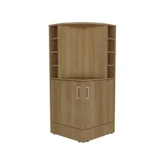 FMFURNITURE - Bar Esquinero 2 Puertas Y Porta Botellas Fm-015C Café Claro