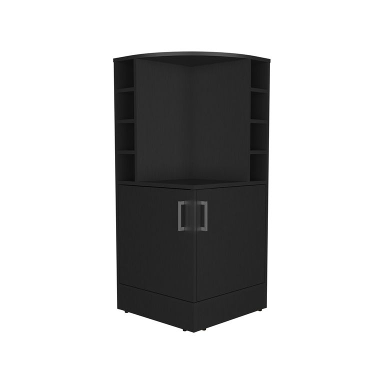 Bar Esquinero 2 Puertas Y Porta Botellas Fm-015N Negro