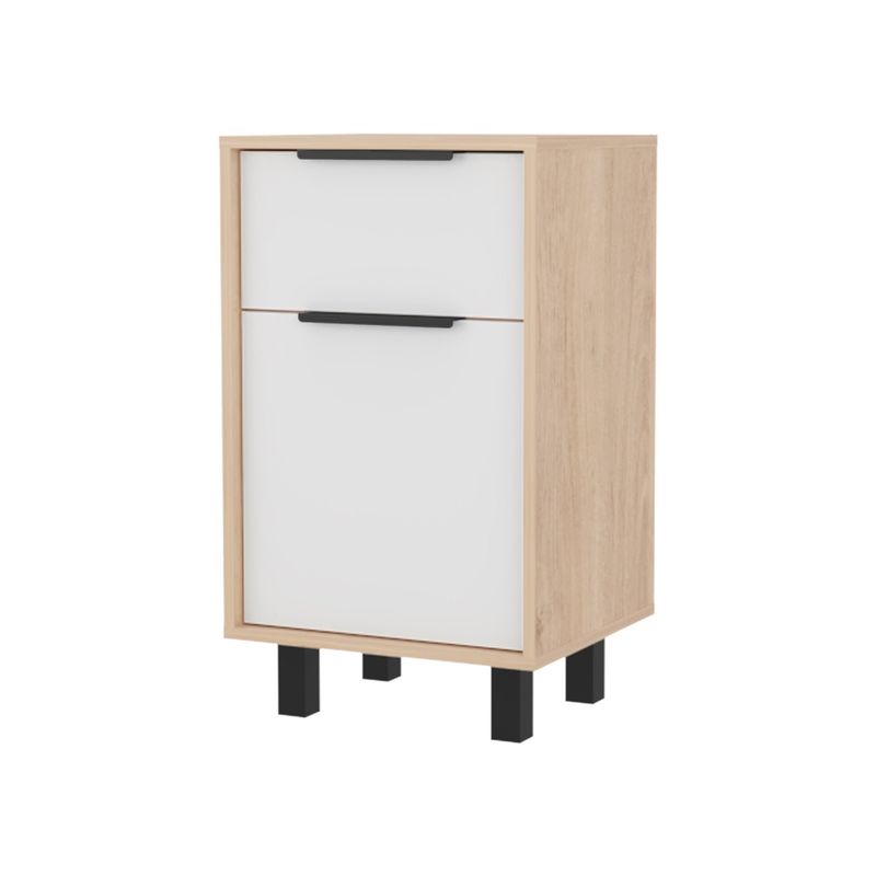 FMFURNITURE - Velador 1 Cajón 1 Puerta - Café Oscuro 70x41x36.3 cm