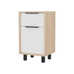 FMFURNITURE - Velador 1 Cajón 1 Puerta - Café Oscuro 70x41x36.3 cm