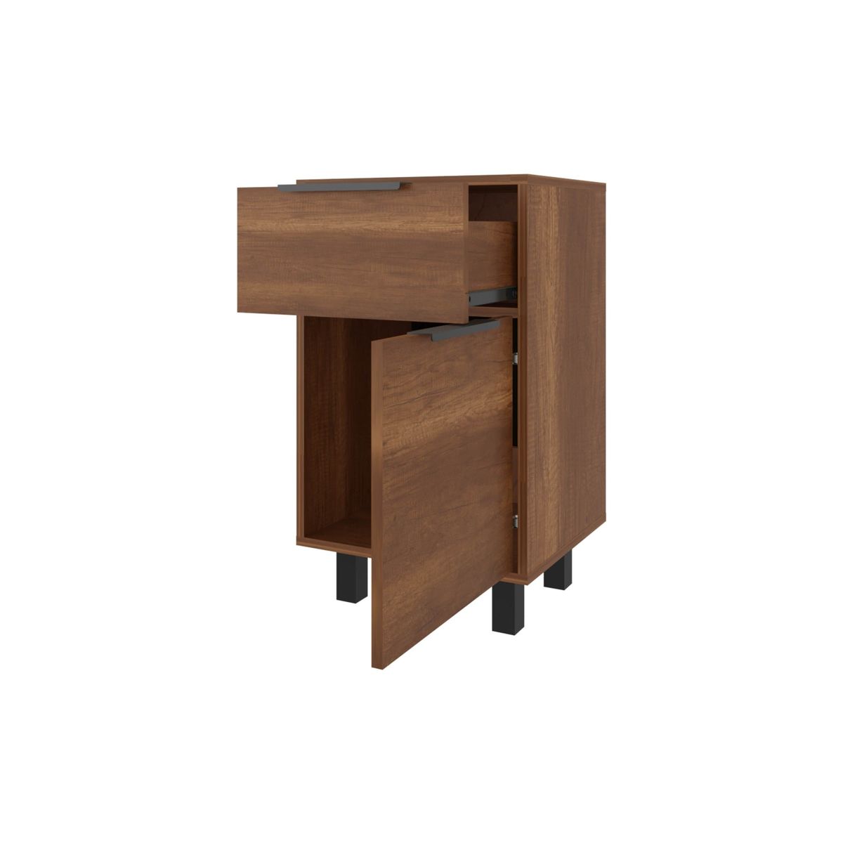 FMFURNITURE - Velador 1 Cajón 1 Puerta Café Claro 70x41x36.3 cm