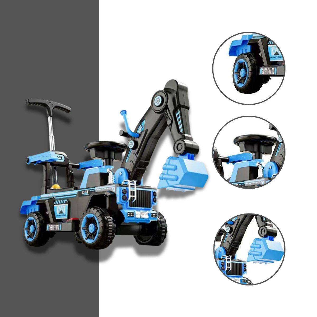 GENERICO - Excavadora Montable a Bateria Musical Con Luces Para Niños