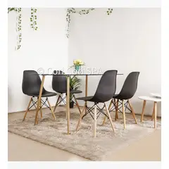 GENERICO - Comedor Rubi 130x 80cm + 4 sillas Eames Negro