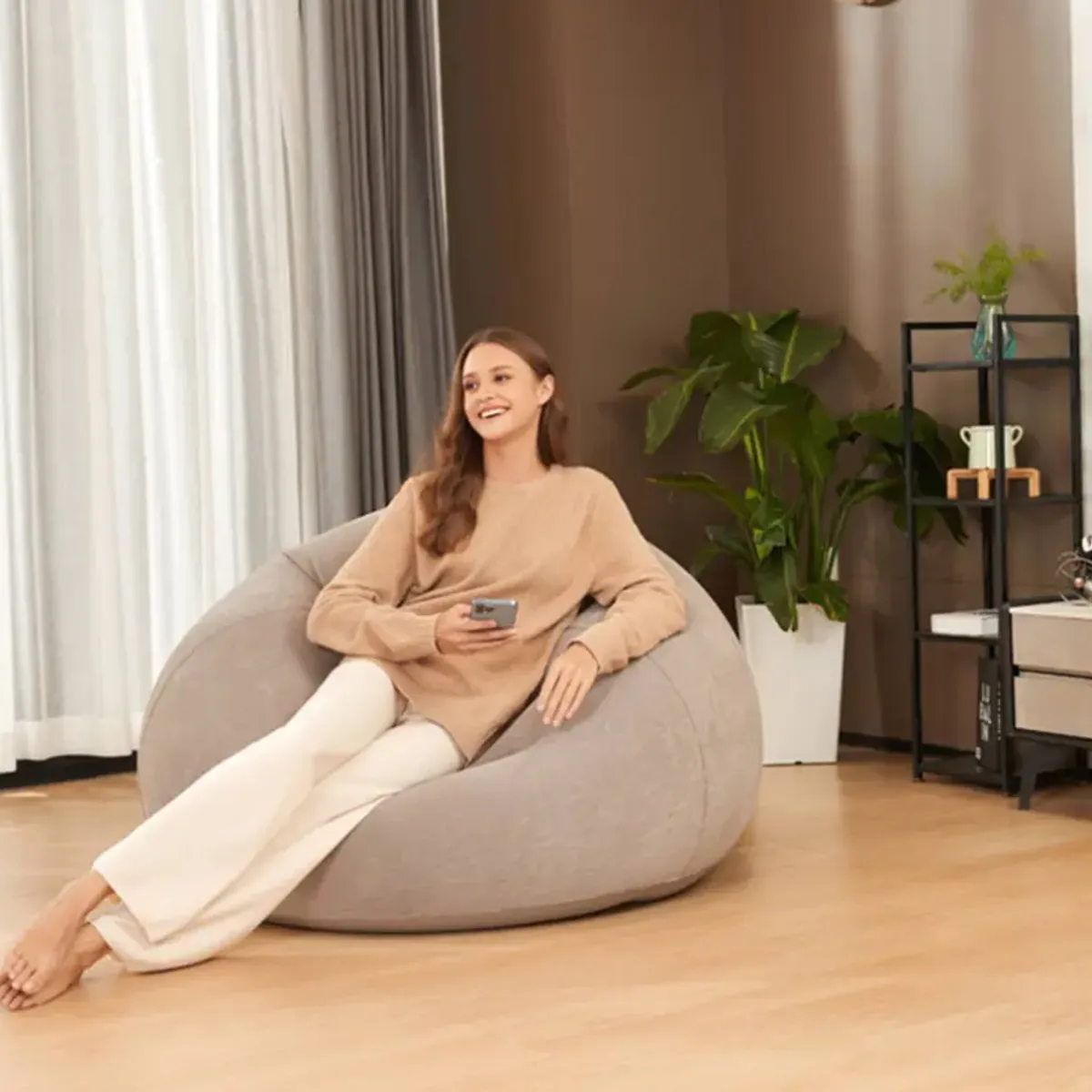 LIVE SPORT - Sillon Puff Inflable Gris