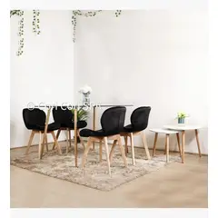 GENERICO - Comedor Rubi 130x 80 cm + 4 Sillas Mariposa Velvet Negras