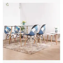 GENERICO - Comedor Rubi 130x80cm + 4 Sillas Eames Patchwork Celestoides