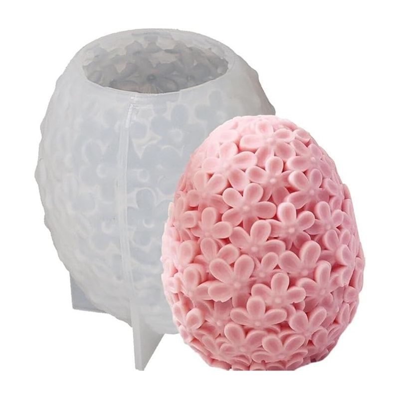 GENERICO - Molde Silicona Para Velas Jabones Forma De Huevo Con Flores