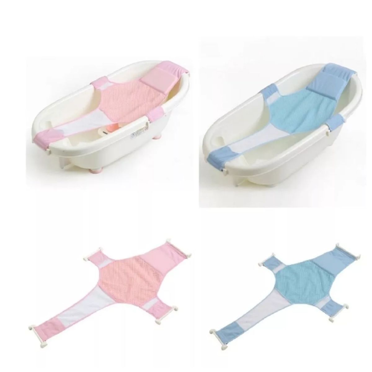 GENERICO - Hamaca Malla Para Bañera Tina De Bebe 4 Puntas azul