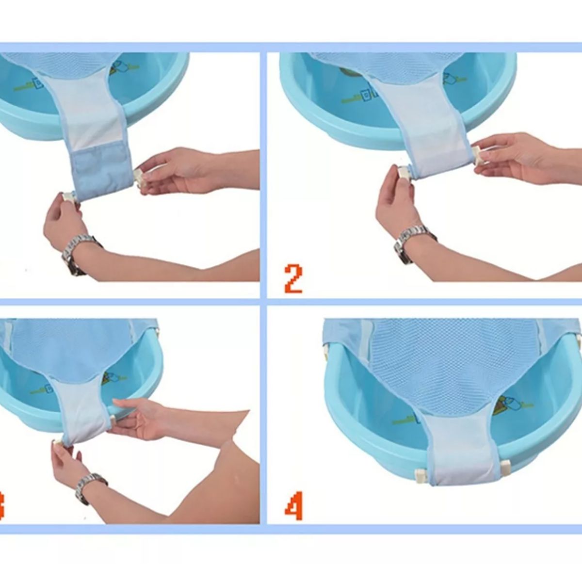 GENERICO - Hamaca Malla Para Bañera Tina De Bebe 4 Puntas azul