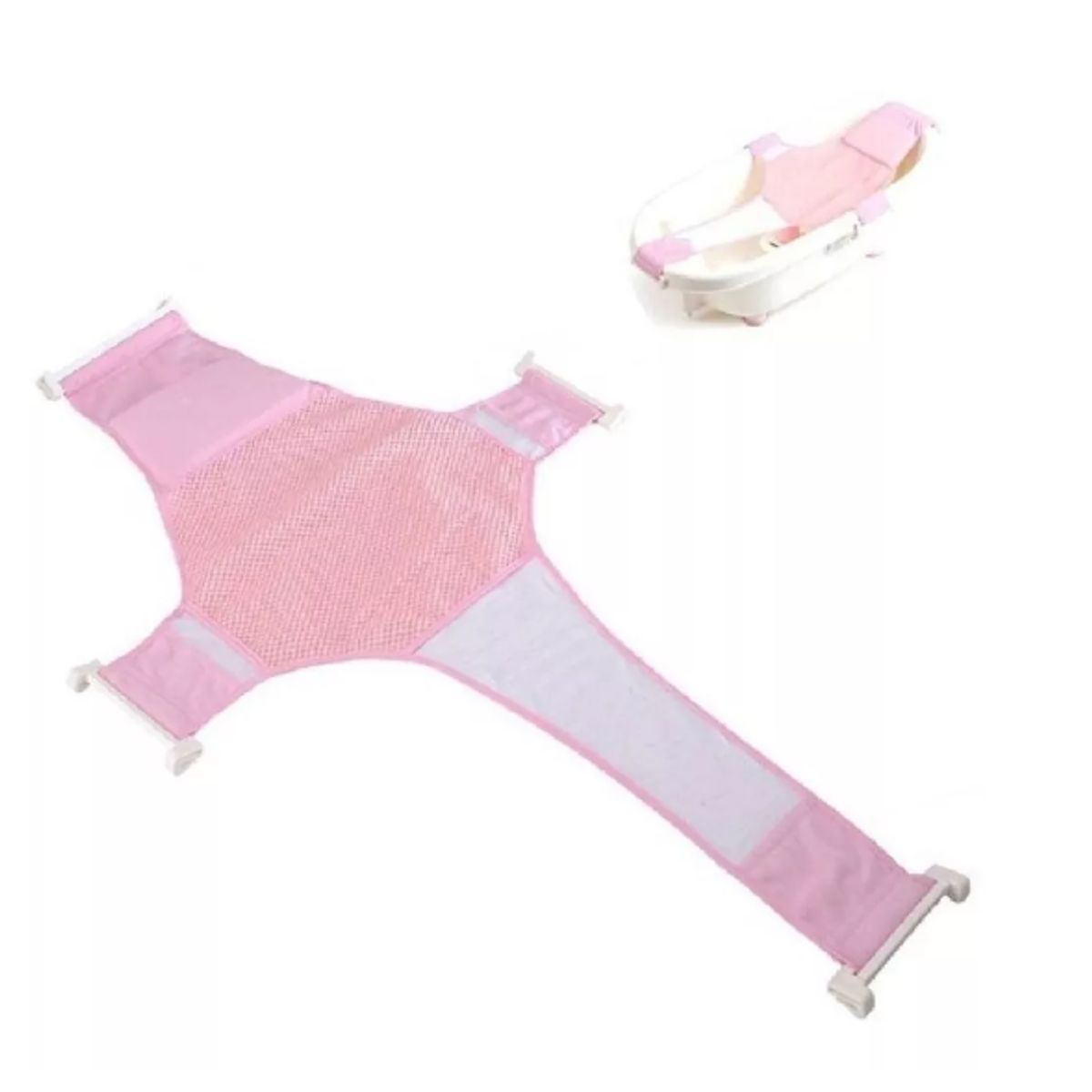 GENERICO - Malla Hamaca Para Bañera Tina De Bebe 4 Puntas rosa