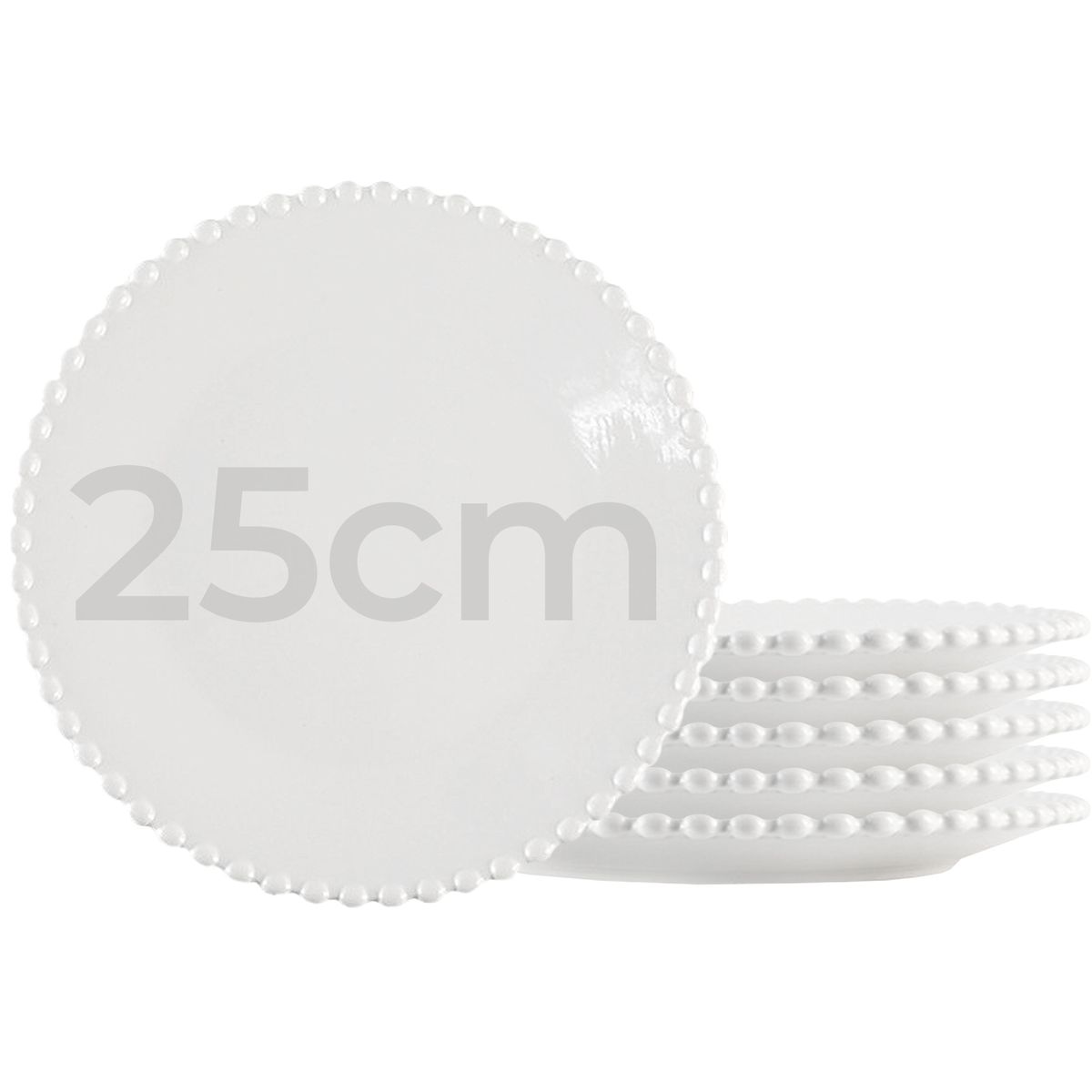 GENERICO - Plato Llano De Fondo Cerámica Plano Borde Con Puntos 25cm X6