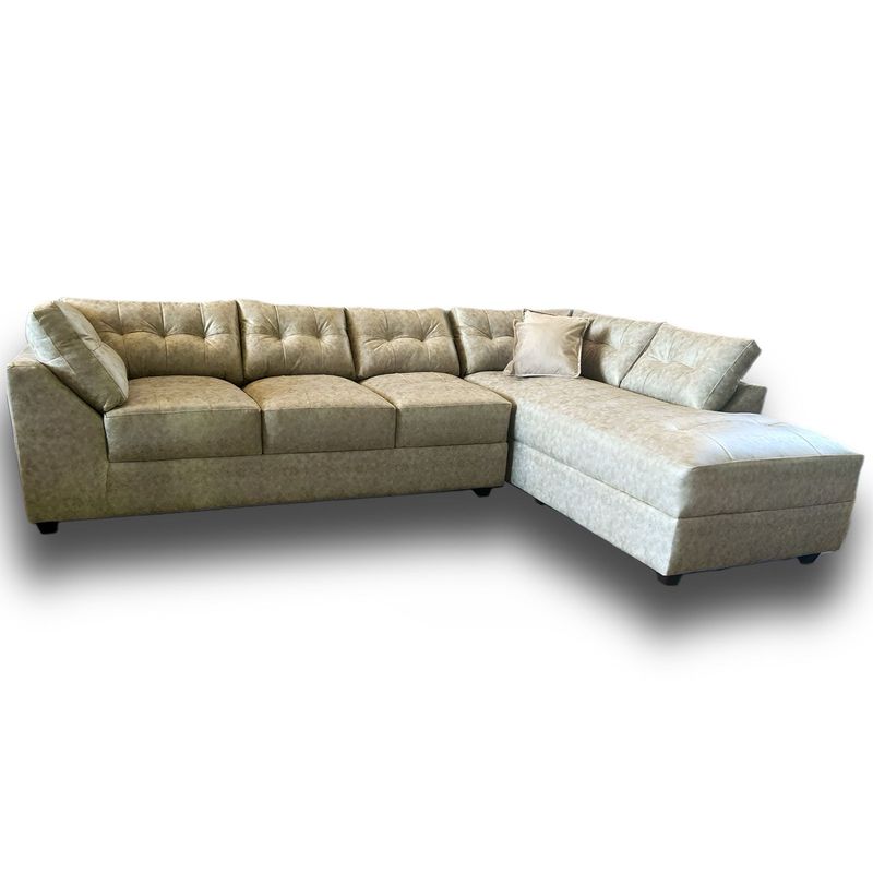 GENERICO - Sofa Seccional levante con Resorte Bonell Tela Pu Envejecido Beige