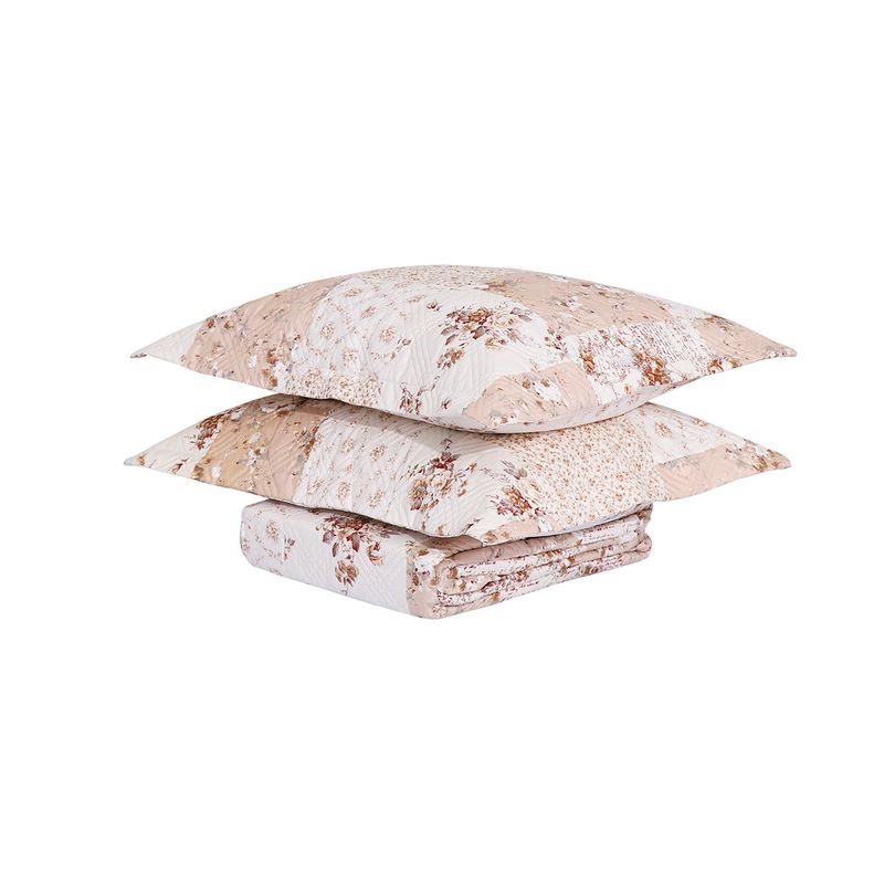 ANDES - QUILT ANDES ESTAMPADO PATCHWORK BEIGE 2 PLAZAS