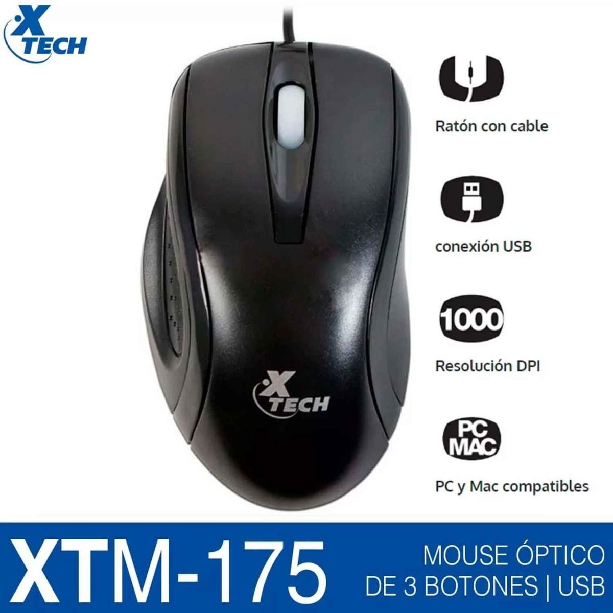XTECH - Mouse Xtech con cable USB XTM-175