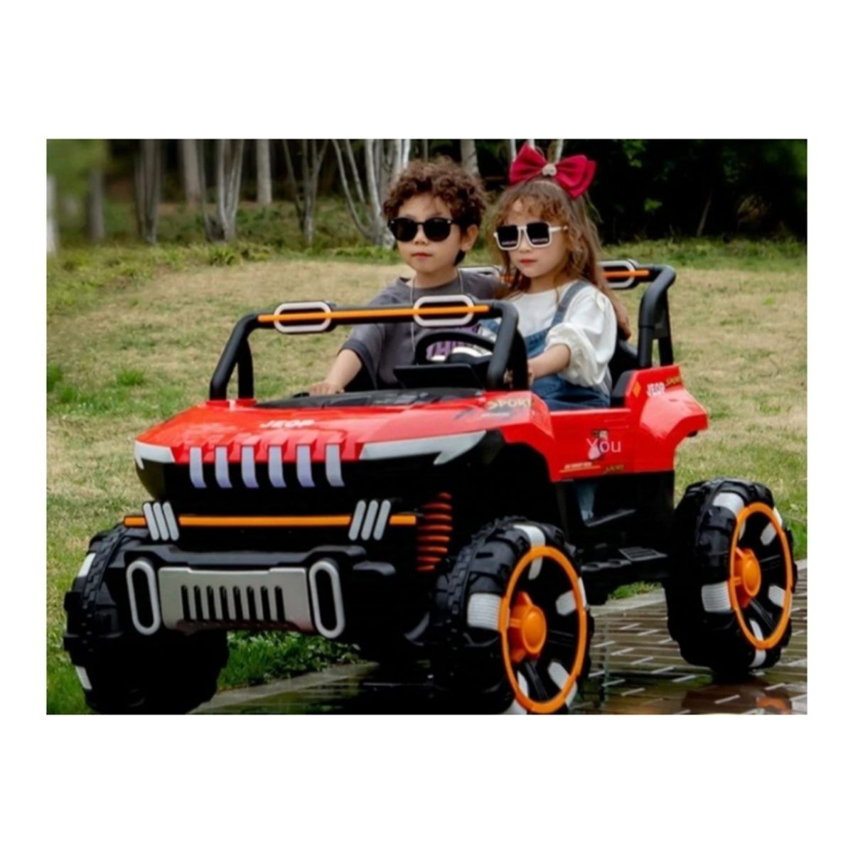 GENERICO - Jeep Electrico 4x4 Con Luces Led Para Niños Rojo