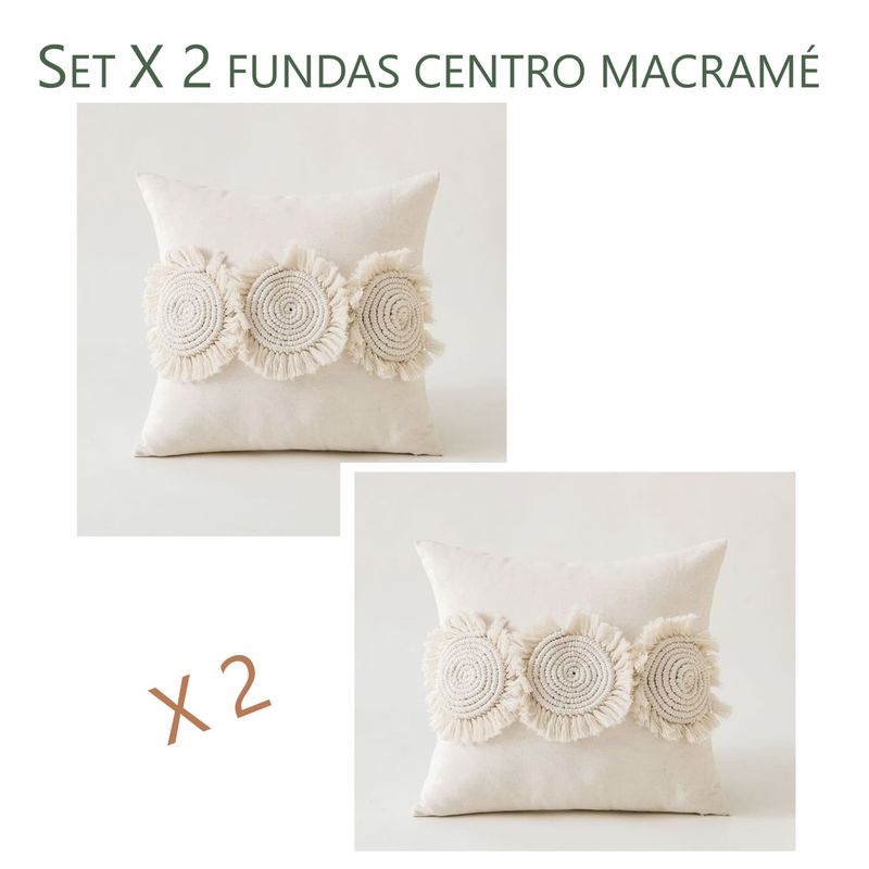 COMPRAPO - Set X 2 Fundas para Cojín Centro Macramé 45x45 cm