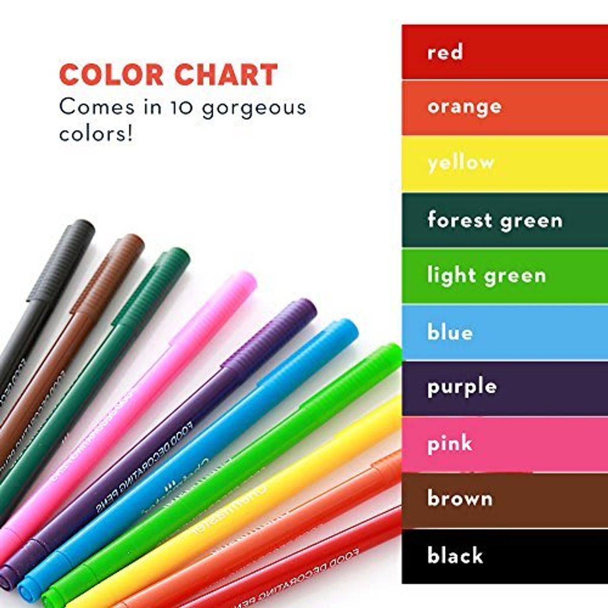 CREA PRINT - 10 Marcadores Con Tinta Comestible Doble Punta Decorado Tortas