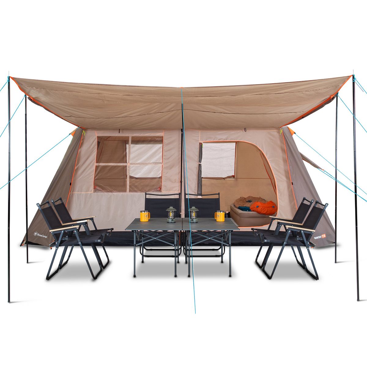 BOSSCAMP - Carpa Camping Quintay 12 Personas Bosscamp 3000 Mm Cubre Techo Largo Toldo Extendido