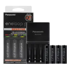 PANASONIC - Cargador De Pilas AA-AAA Eneloop Pro + 4 Pilas AAA