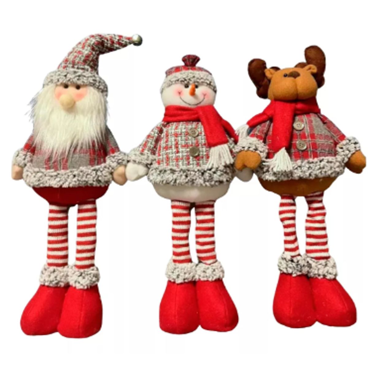 GENERICO - 3 Monos Patas Larga Pascuero Reno Mono Nieve Muñecos Rojos Navidad