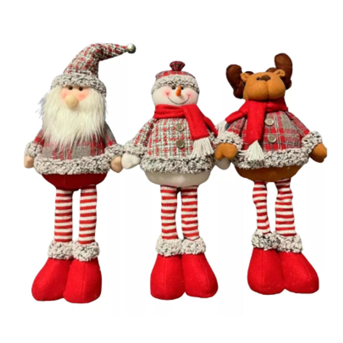 GENERICO - 3 Monos Patas Larga Pascuero Reno Mono Nieve Muñecos Rojos Navidad