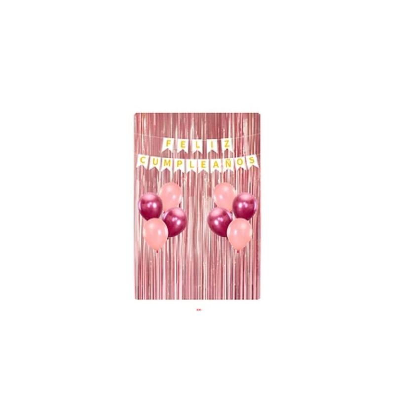GENERICO - Set De Globos De Latex Oro Rosa Con Cortinas 10pcs
