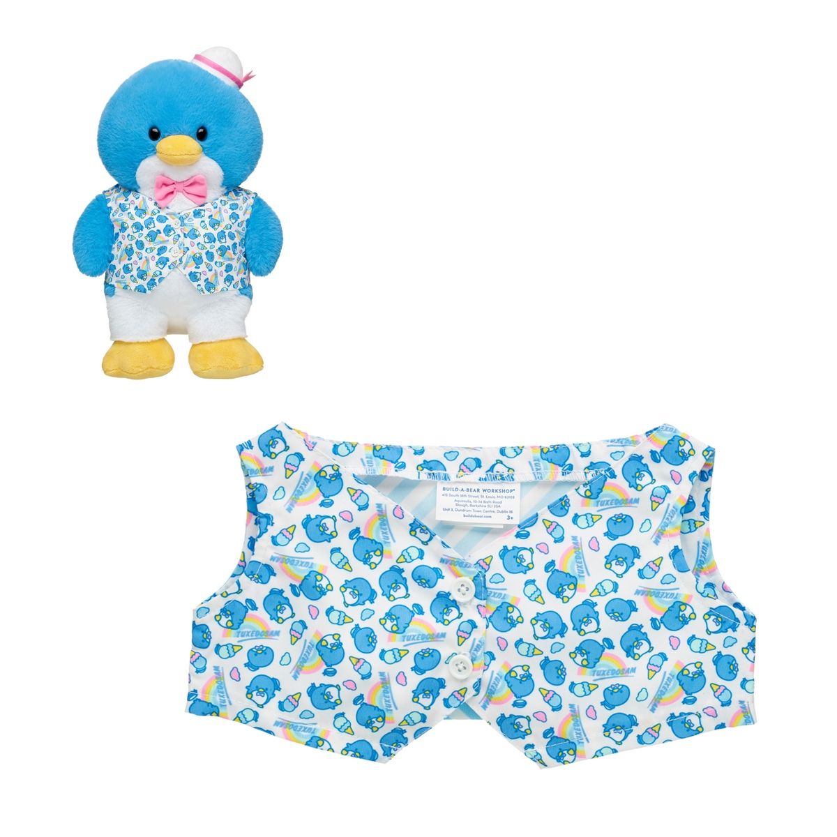 BUILD A BEAR - Chaleco peluche Build a Bear Tuxedosam estampado helados