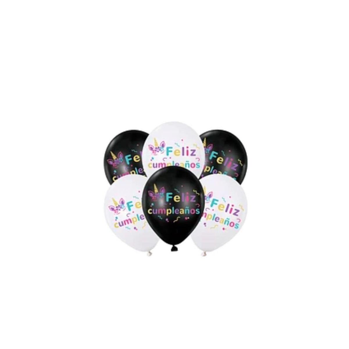 GENERICO - Set De Globos De Latex Feliz Cumpleaños Unicornio 6pcs