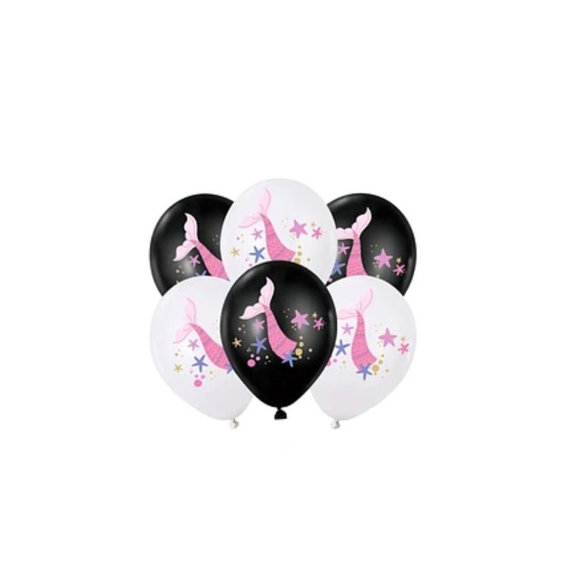 GENERICO - Set Globos De Latex Cola De Sirena 6pcs