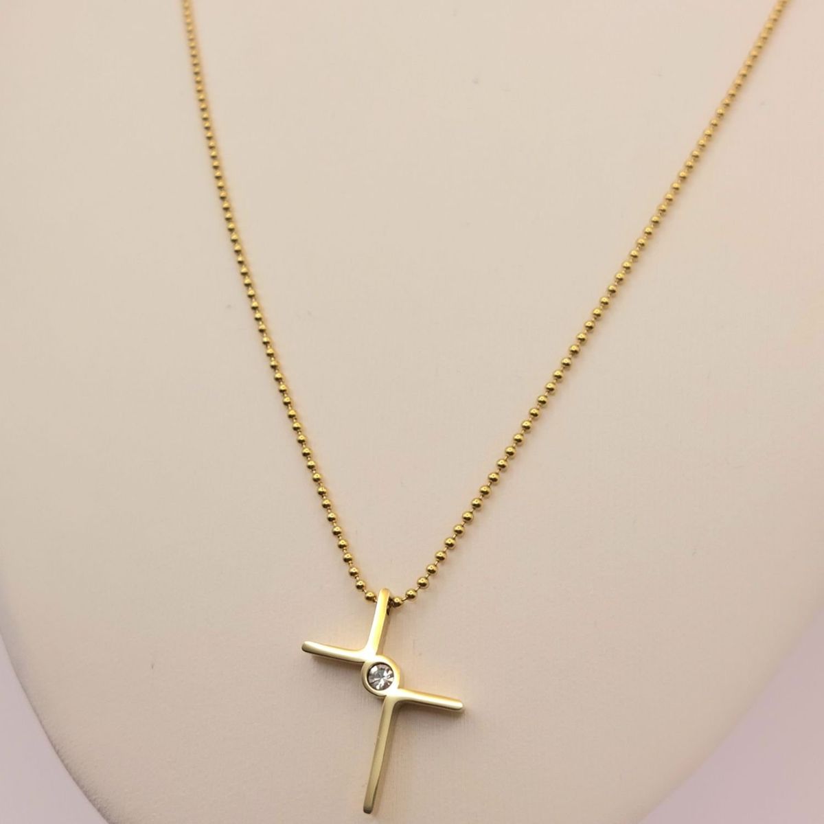 GENERICO - Cadena ORO LAMINADO 14K Tejido MILITAR Con colgante de cruz