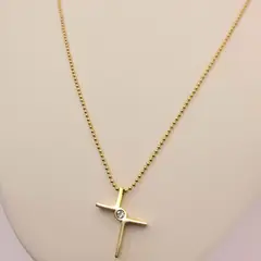 GENERICO - Cadena ORO LAMINADO 14K Tejido MILITAR Con colgante de cruz