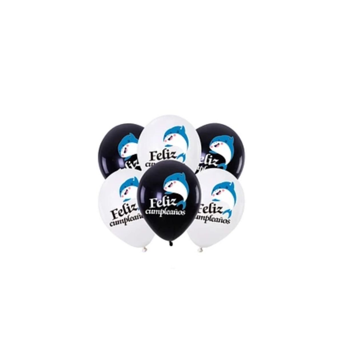 GENERICO - Set De Globos De Latex Tiburon Feliz Cumpleaños 6 pcs
