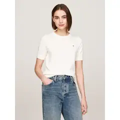 TOMMY HILFIGER - Sweater Solid Con Logo Blanco