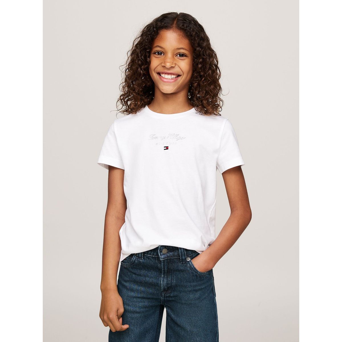 TOMMY HILFIGER - Polera De Niña Con Logo Nyc Blanco Tommy Hilfiger