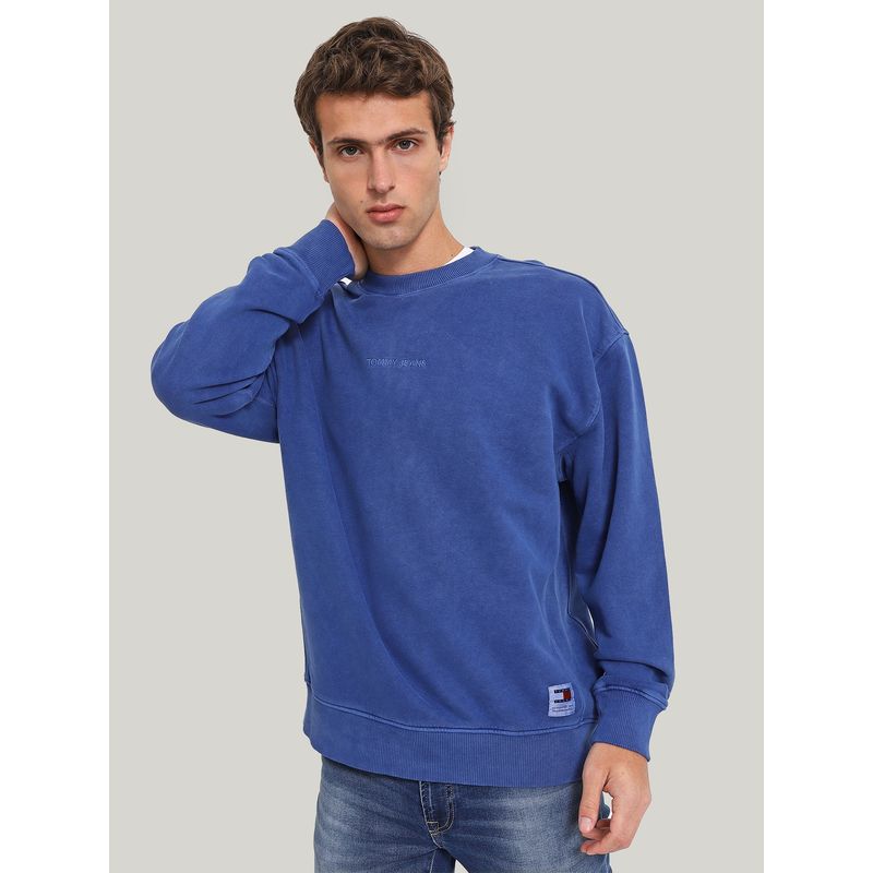 TOMMY HILFIGER - Polerón Classics Con Cuello Redondo Azul Tommy Jeans.