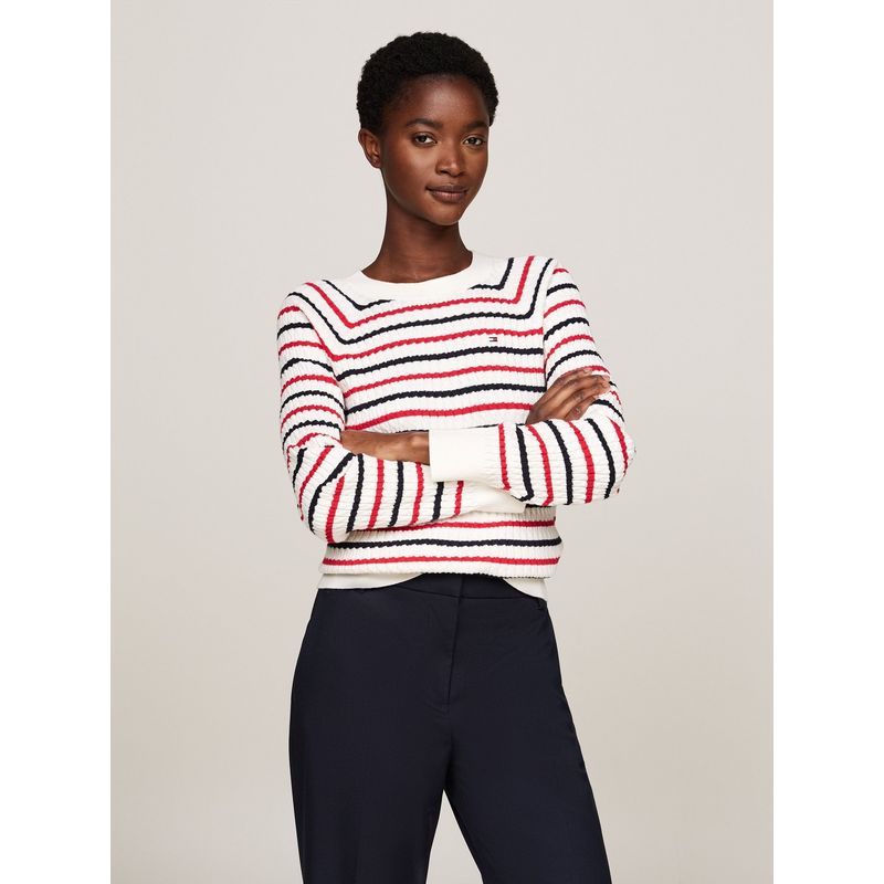 TOMMY HILFIGER - Sweater Relaxed De Punto Trenzado Multicolor Tommy Hilfiger