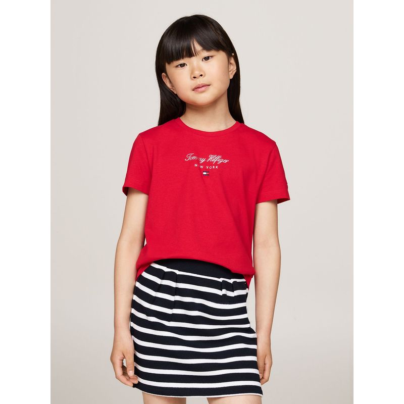 TOMMY HILFIGER - Polera De Niña Con Logo Nyc Rojo Tommy Hilfiger