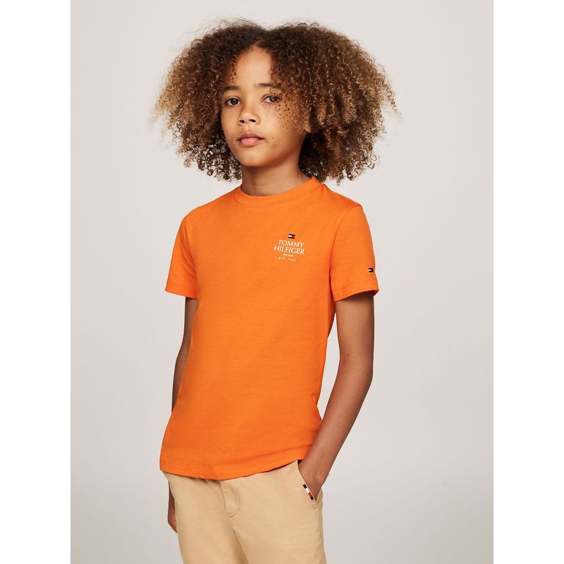 TOMMY HILFIGER - Polera De Niño Con Logo Gráfico Naranjo Tommy Hilfiger