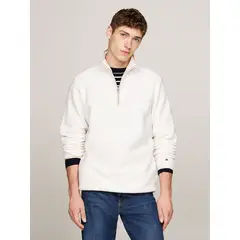 TOMMY HILFIGER - Polerón Con Cuello Y Con Media Cremallera Blanco