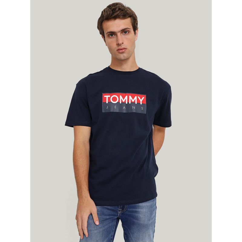 TOMMY HILFIGER - Polera Con Logo Regular Fit Azul Tommy Jeans