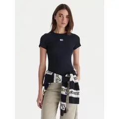 TOMMY HILFIGER - Polera Slim Fit Con Parche Azul Tommy Jeans