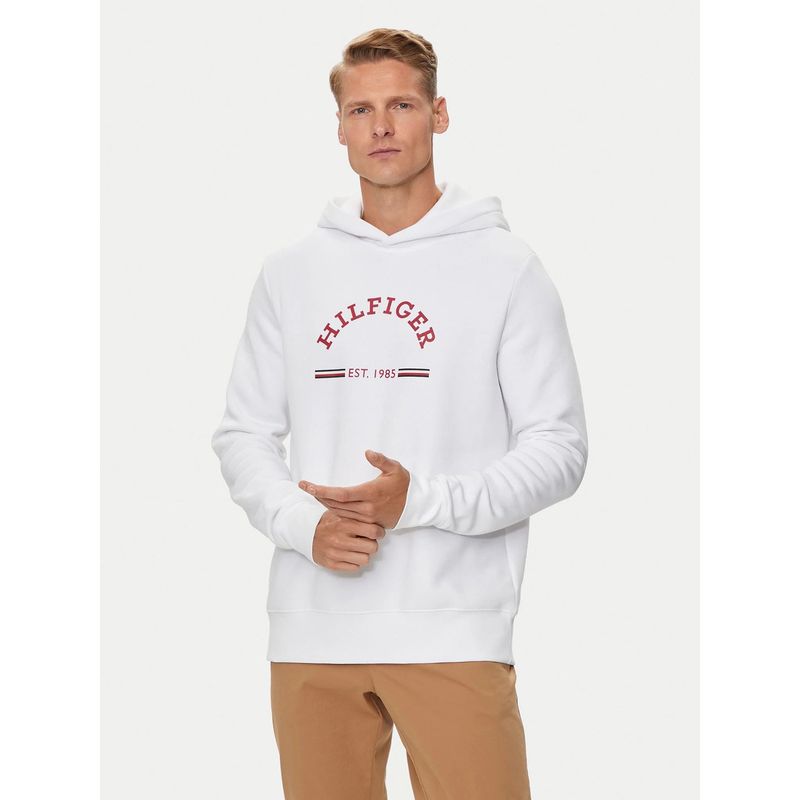 TOMMY HILFIGER - Polerón con gorro y logo estampado Blanco Tommy Hilfiger.