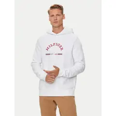TOMMY HILFIGER - Polerón con gorro y logo estampado Blanco