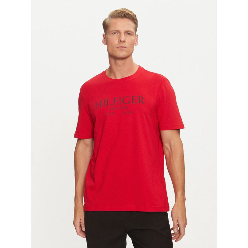 TOMMY HILFIGER - Polera Con Logo Monotype Rojo Tommy Hilfiger