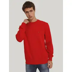 TOMMY HILFIGER - Polerón Solid Con Cuello Redondo Rojo